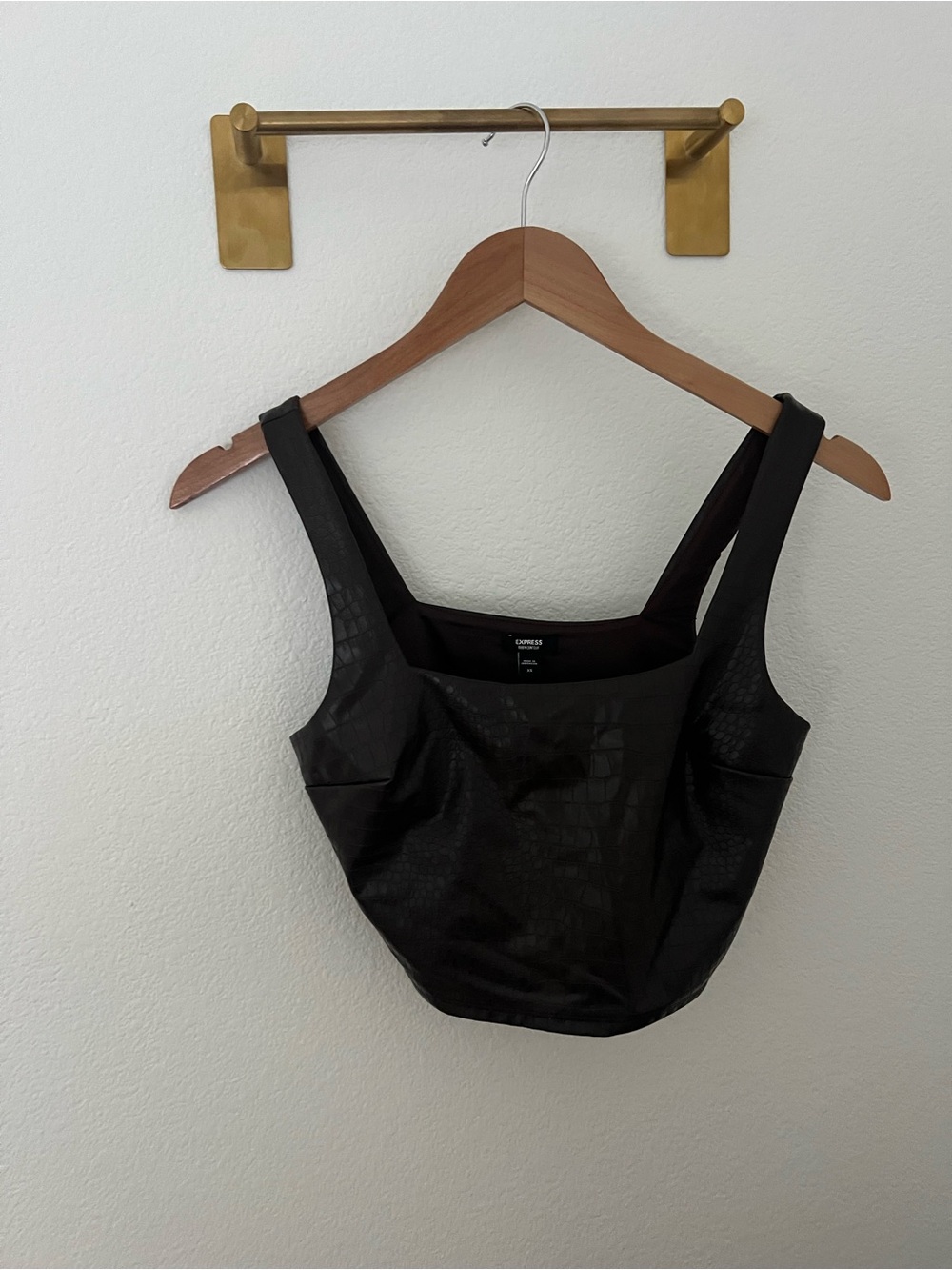Express Brown Square-Neck Tank Top in Black
